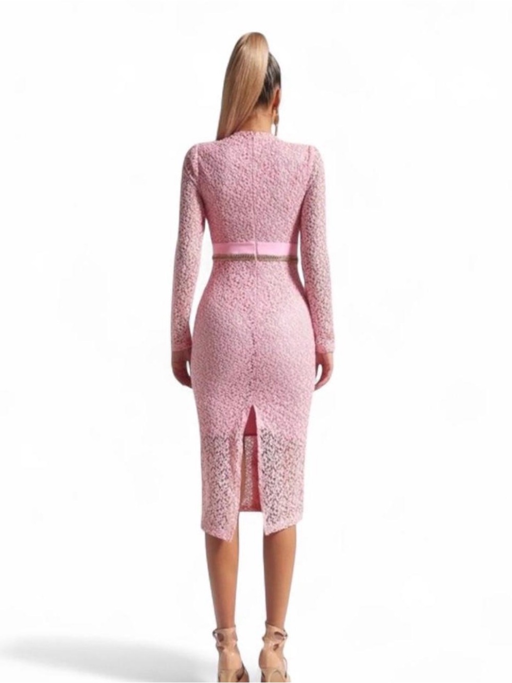 NWT Bella Barnett Elegant Pink Long Sleeve Dress. Size M. New w tags in Box! - Picture 2 of 12